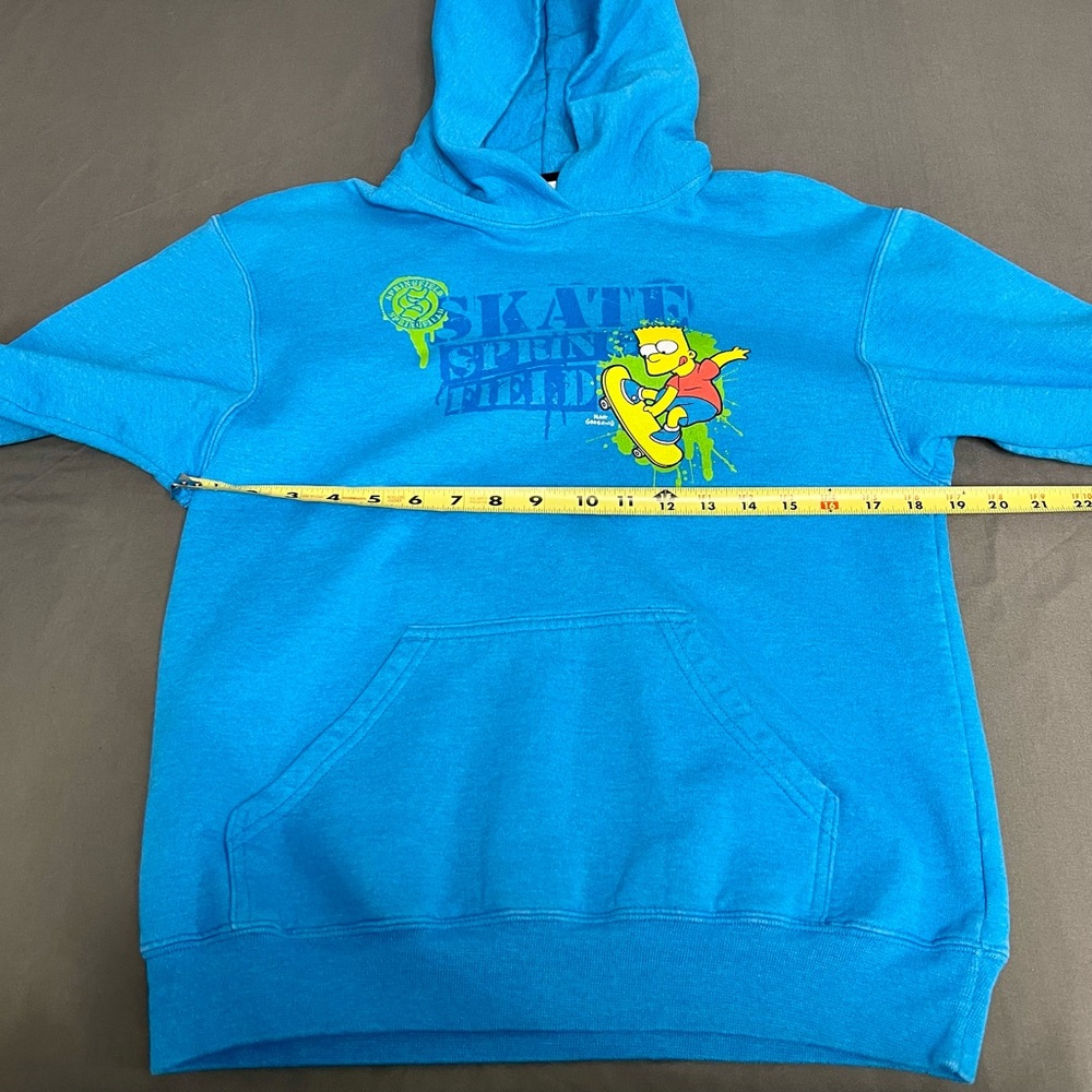 VTG Universal Studios BART Simpson Blue Hoodie Skate Springfield Youth Large - Picture 5 of 7